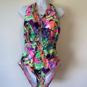Bright one-piece bathing suit. Size L